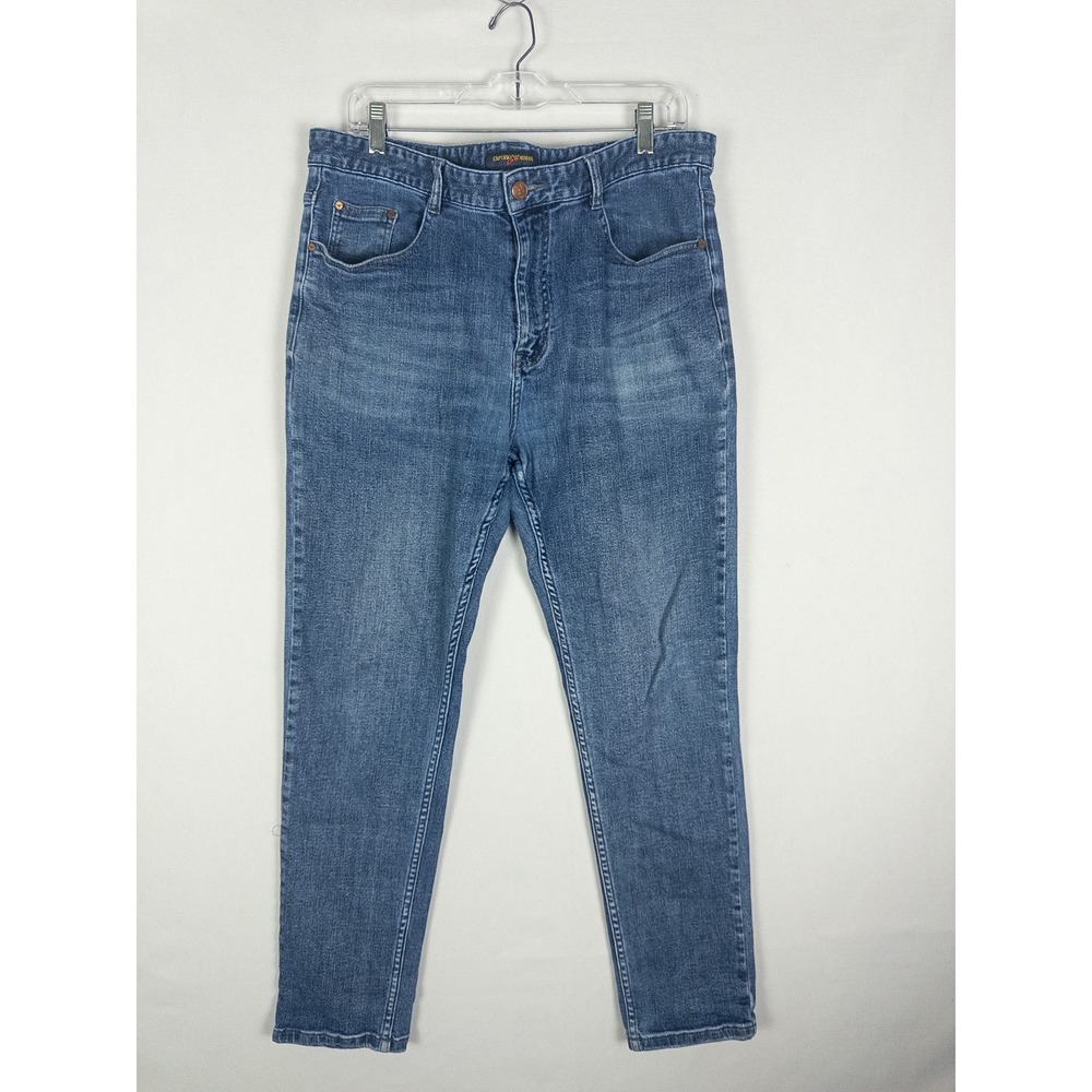 Emporio Armani Slim Straight Jeans Mens 36 (34) Medium Blue Wash Designer Street